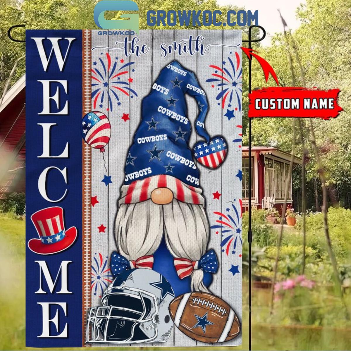 Dallas Cowboys Football Welcome 4th Of July Personalized Garden Flag 1 TmV3e