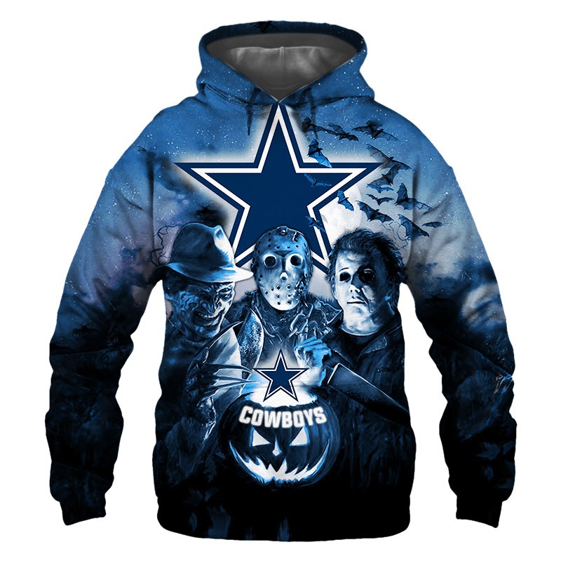 Dallas Cowboys Horror Night Halloween 3D Pullover Nfl Custom All Over Print Hoodie For Men 0