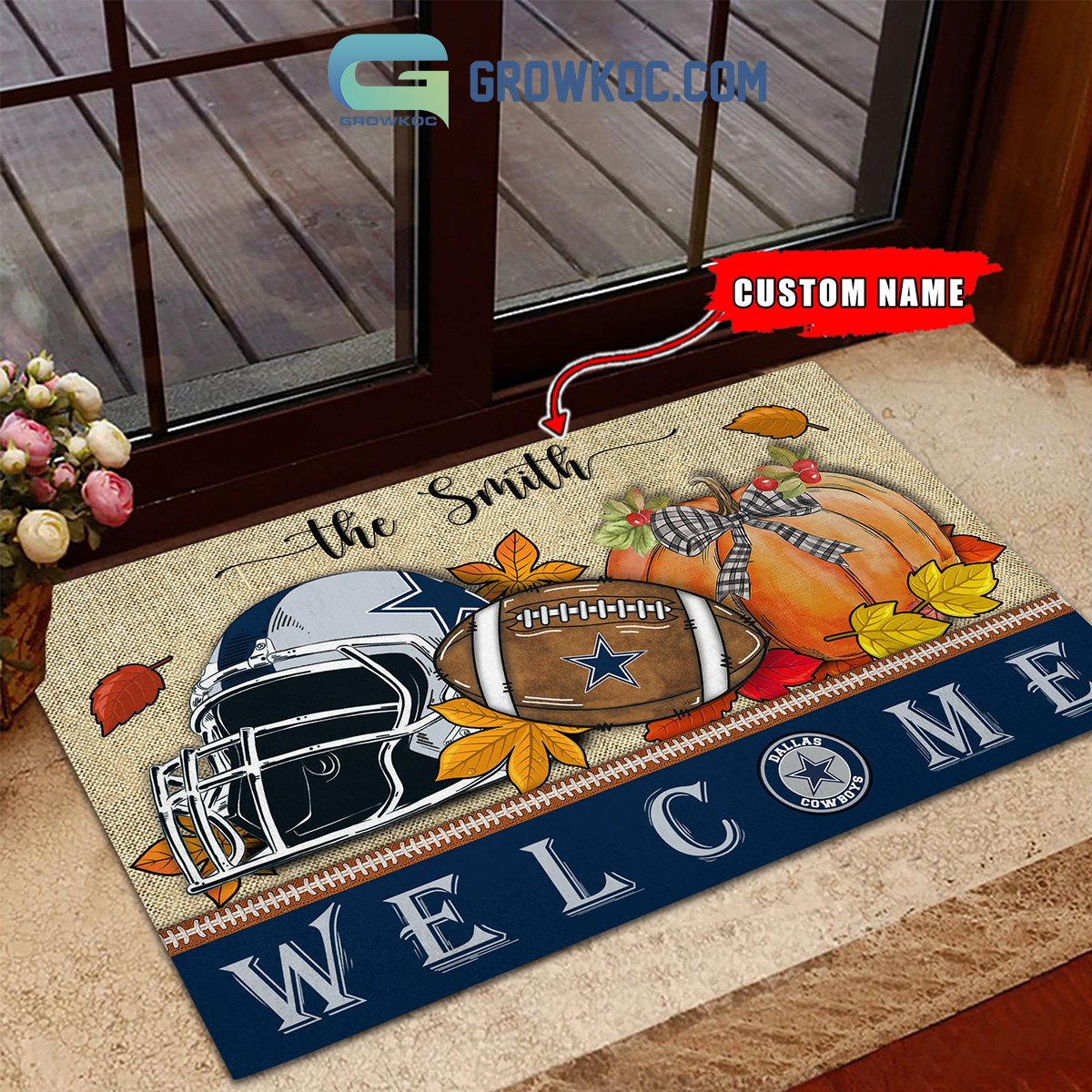 Dallas Cowboys NFL Welcome Fall Pumpkin Personalized Doormat2B1 1ckvk