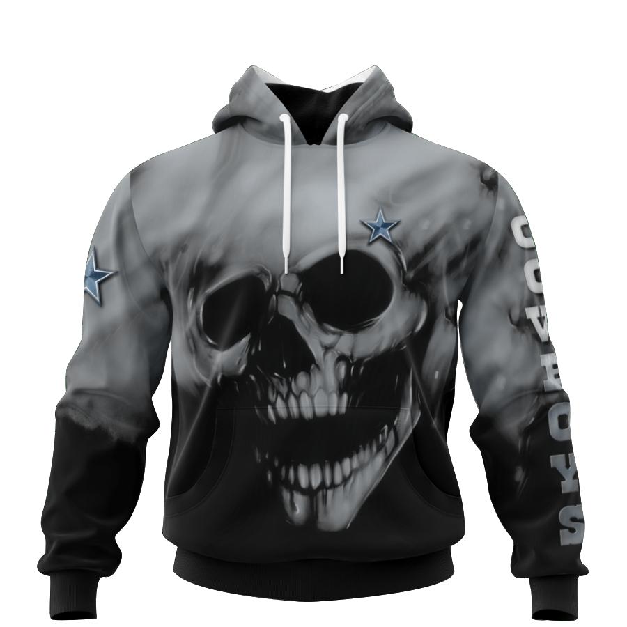 Dallas Cowboys Skull 3D With Zipper Hoodie Gifts For Fans With Gifts For FatherS Day 0