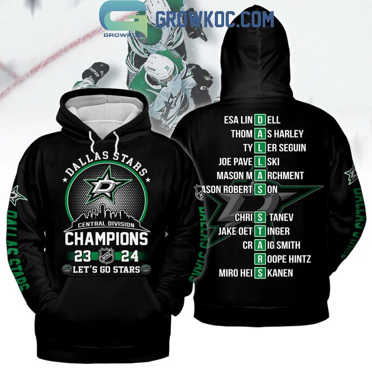 Dallas Stars Central Division Champions 2024 Lets Go Stars Black Hoodie Shirts 1 xuDEx