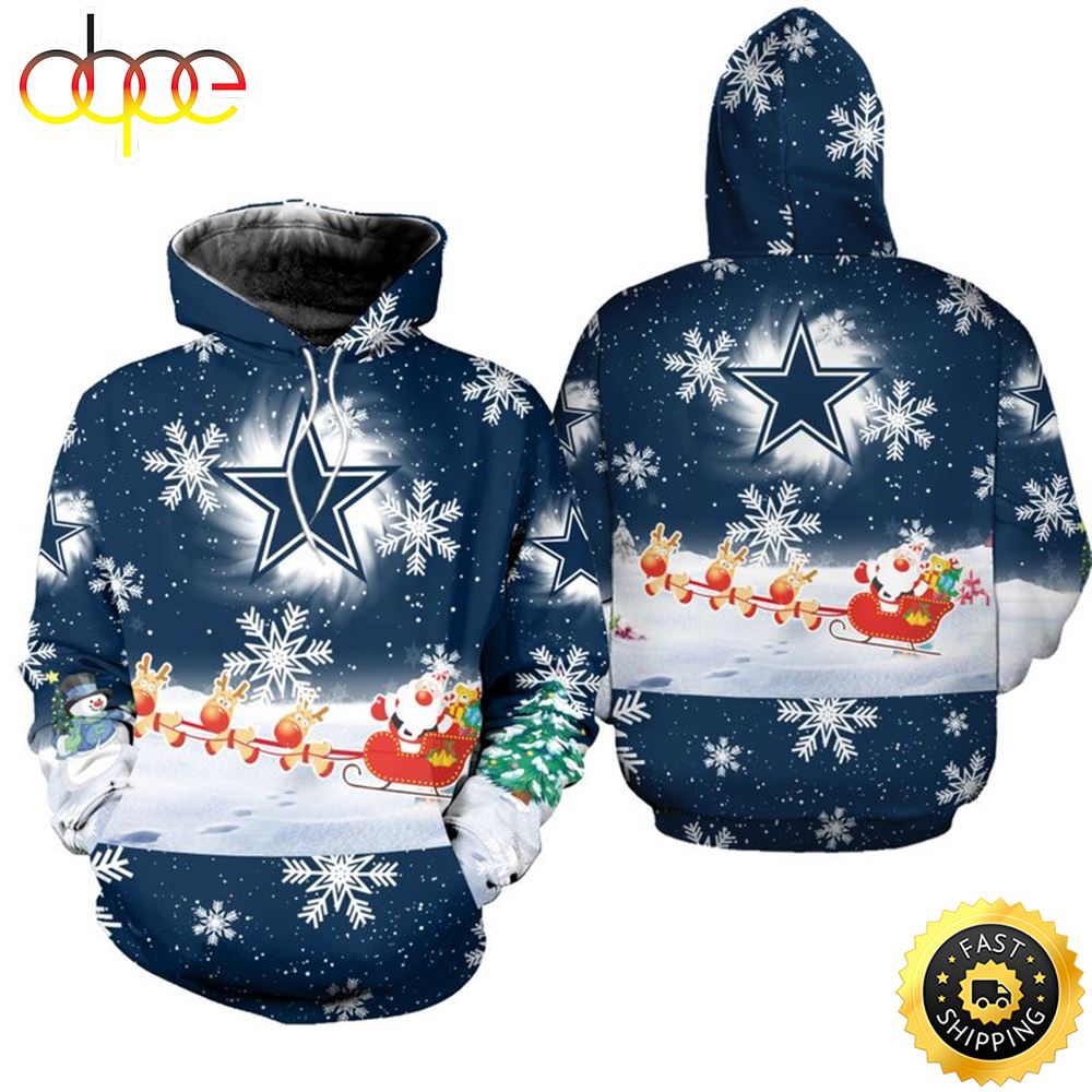 Dallas Cowboys Christmas Pattern Football NFL All Over Print Hoodie Shirt
