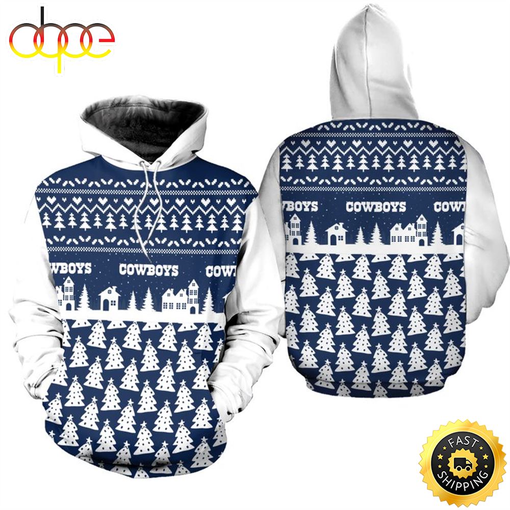 Dallas Cowboys Christmas Pattern PINE Football NFL All Over Print Hoodie Shirt