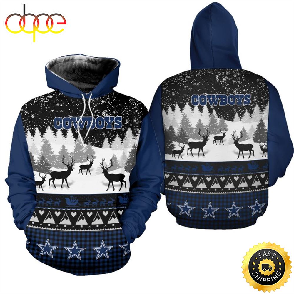 Dallas Cowboys Christmas Reindeer Football NFL All Over print Christmas Shirt