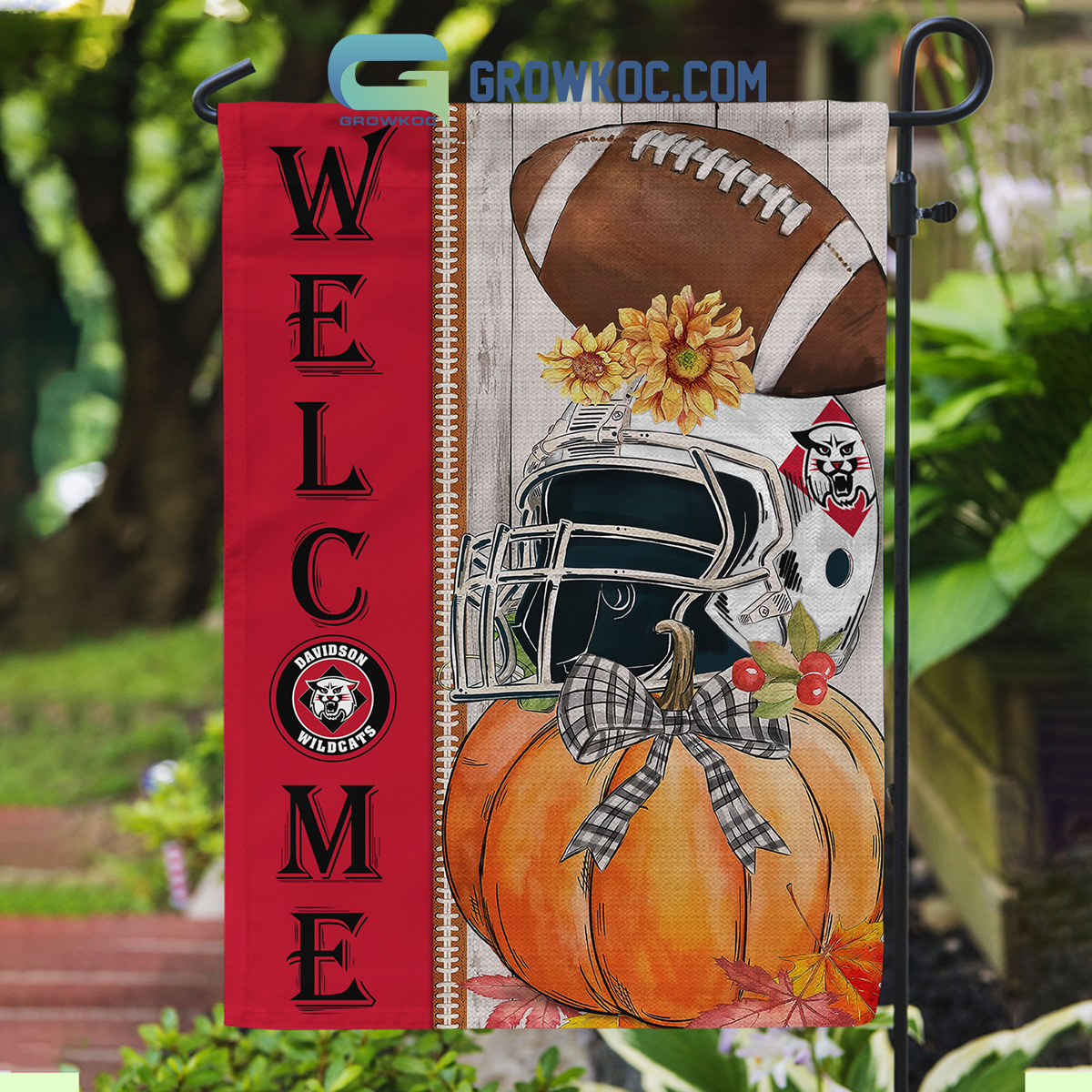 Davidson Wildcats NCAA Welcome Fall Pumpkin House Garden Flag2B1 iZzQL