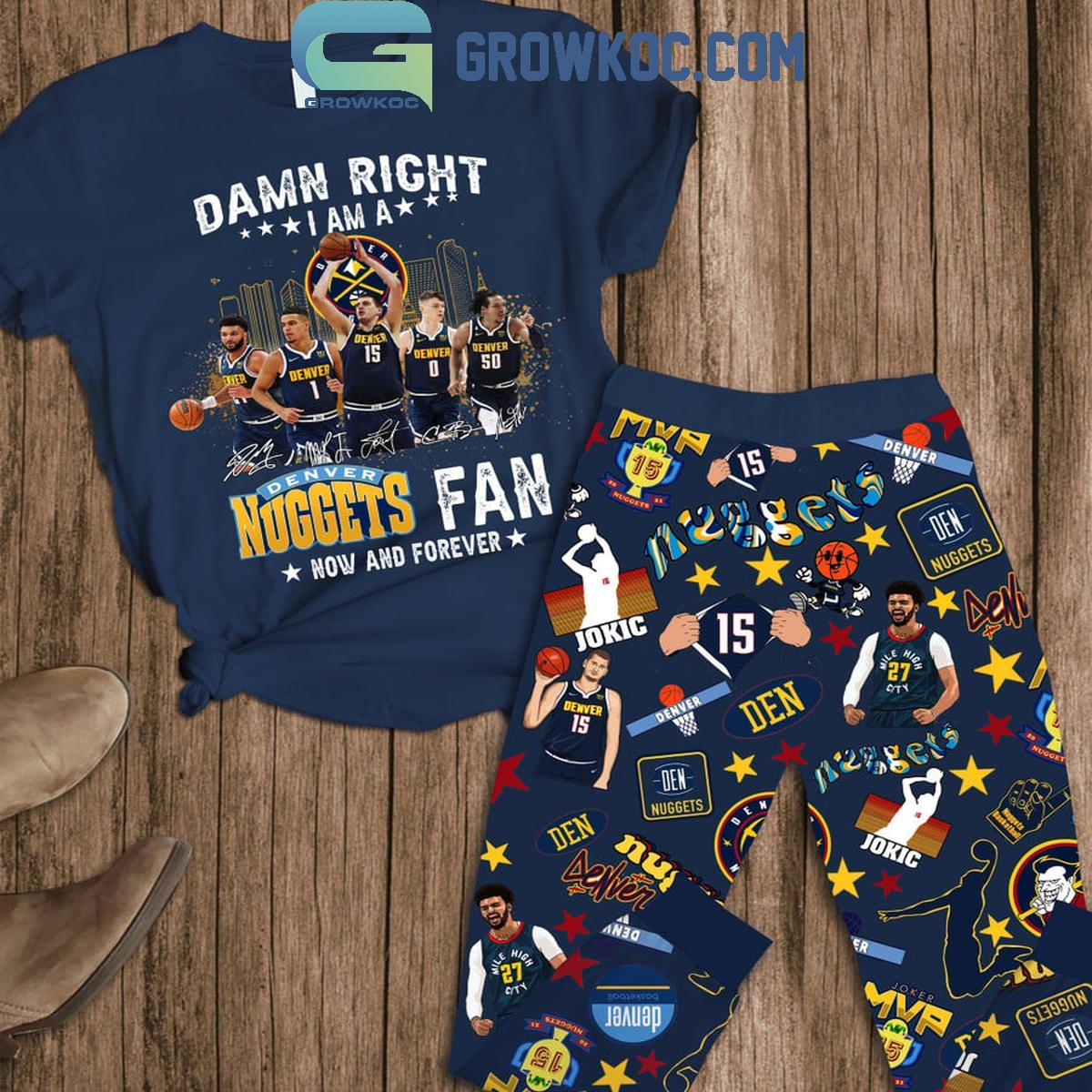 Denver Nuggets Fan Now And Forever Navy Version Fleece Pajamas Set 1 jL0ZT