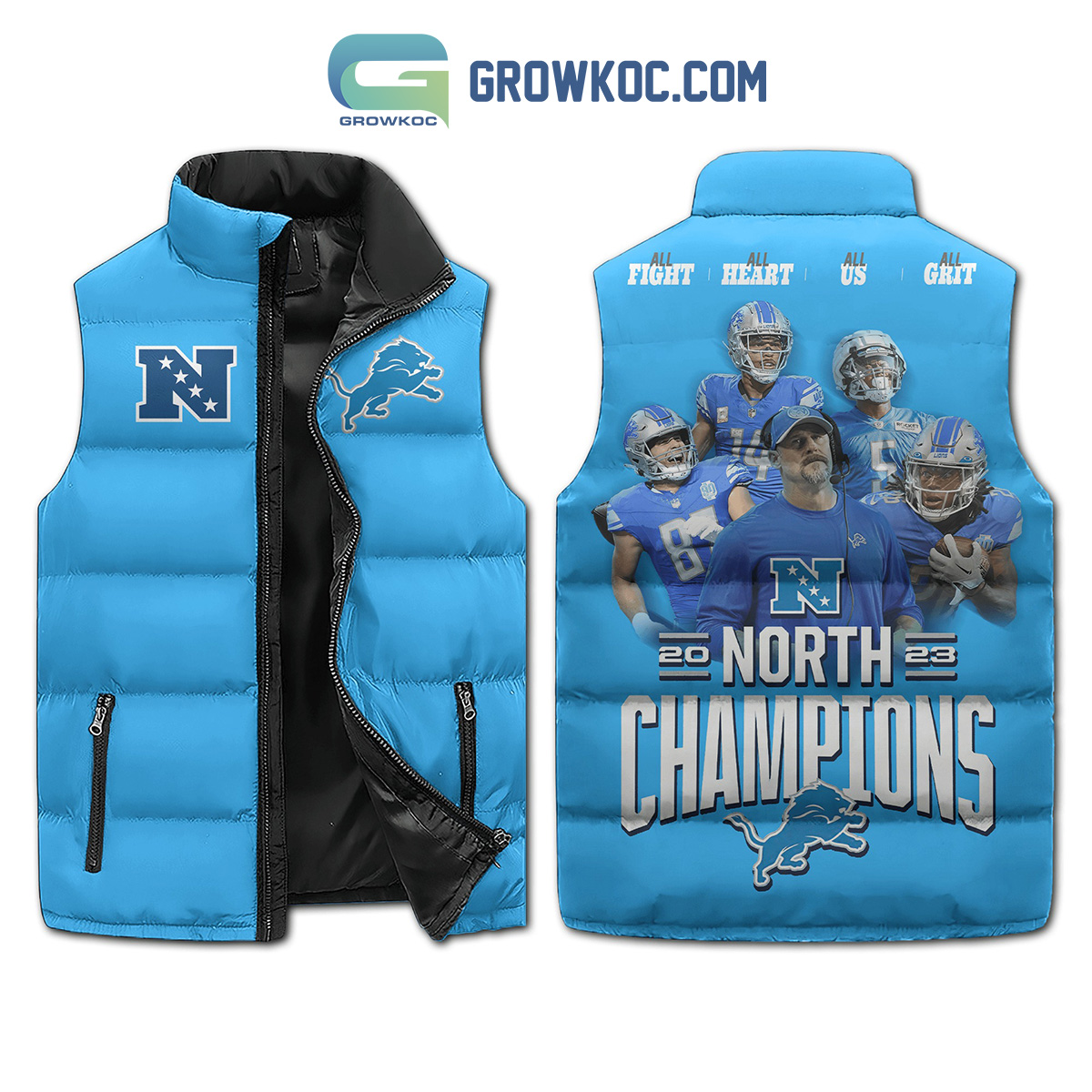 Detroit Lions All Fight All Heart North Champions Sleeveless Puffer Jacket2B1 N5yJZ