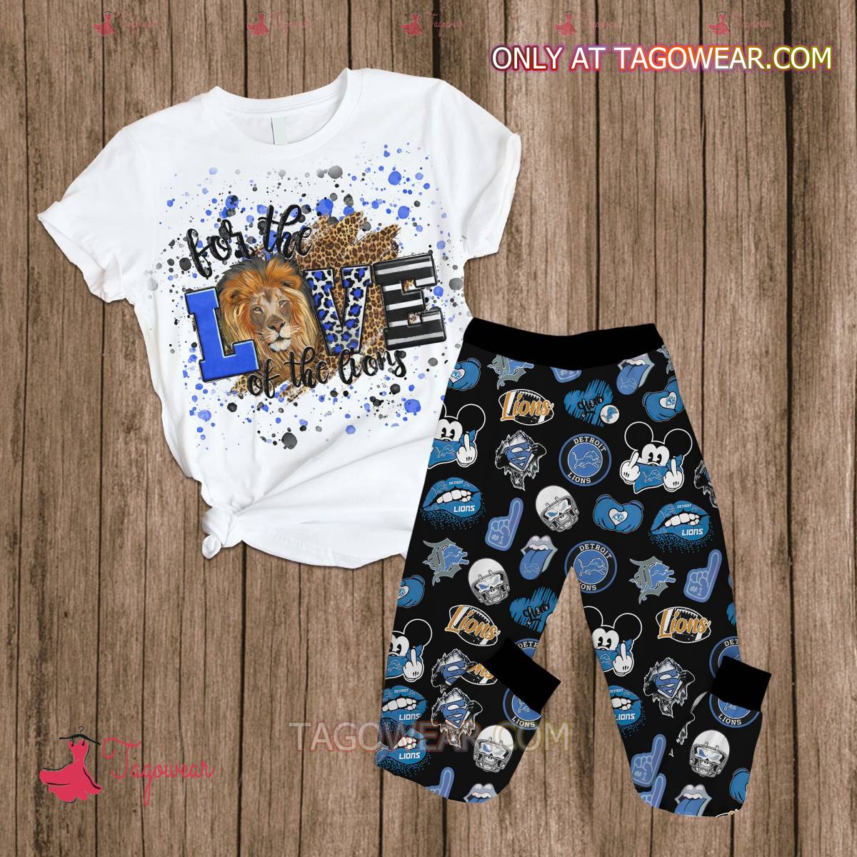 Detroit Lions For The Love Of The Lions Leopard Pajamas Set