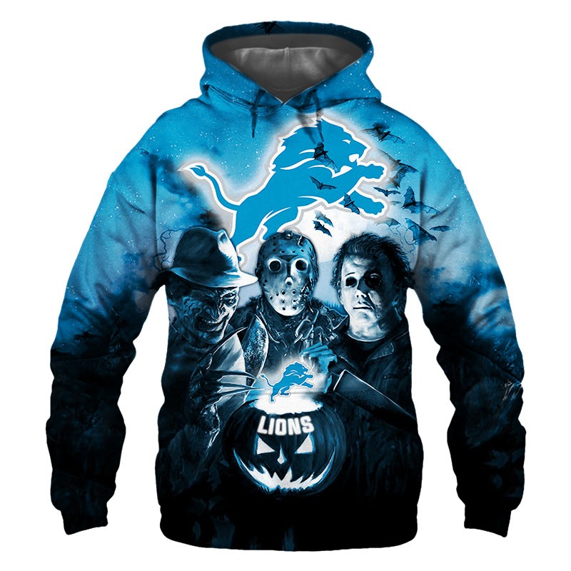 Detroit Lions Hoodie 3D Halloween Horror Night Gift for Fans 0