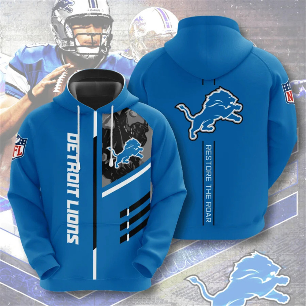 Detroit Lions Hoodie 3D Zip Hoodie 3 Lines Graphic Gift for Fans 0