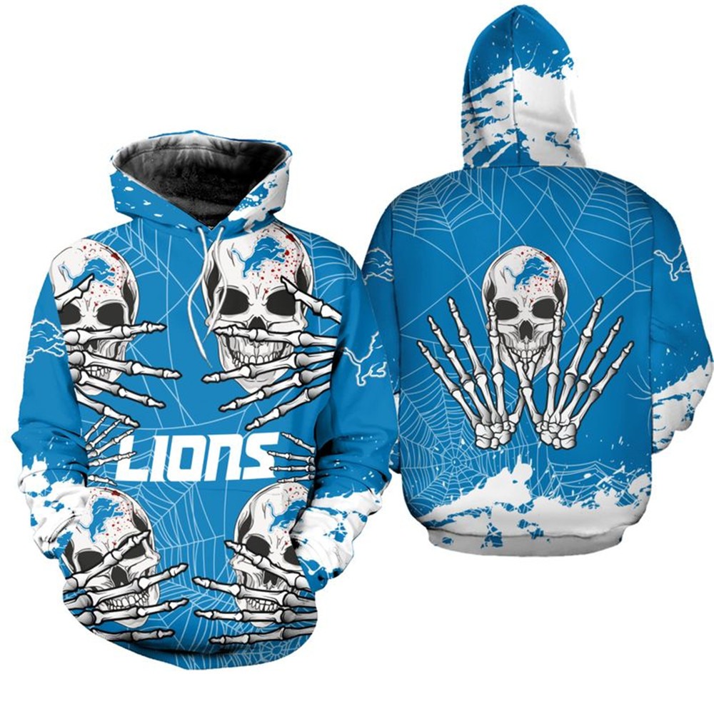 Detroit Lions Hoodie Skull for Halloween Graphic 0