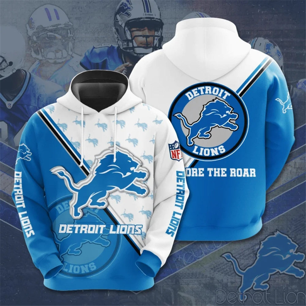 Detroit Lions Hoodie With Seal Motifs All Over Print Gifts For Fans 0