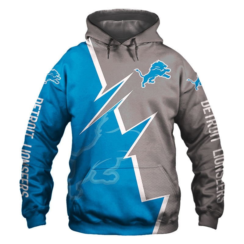 Detroit Lions Hoodie Zigzag Graphic All Over Print Zip Hoodie Gift For Fans 0