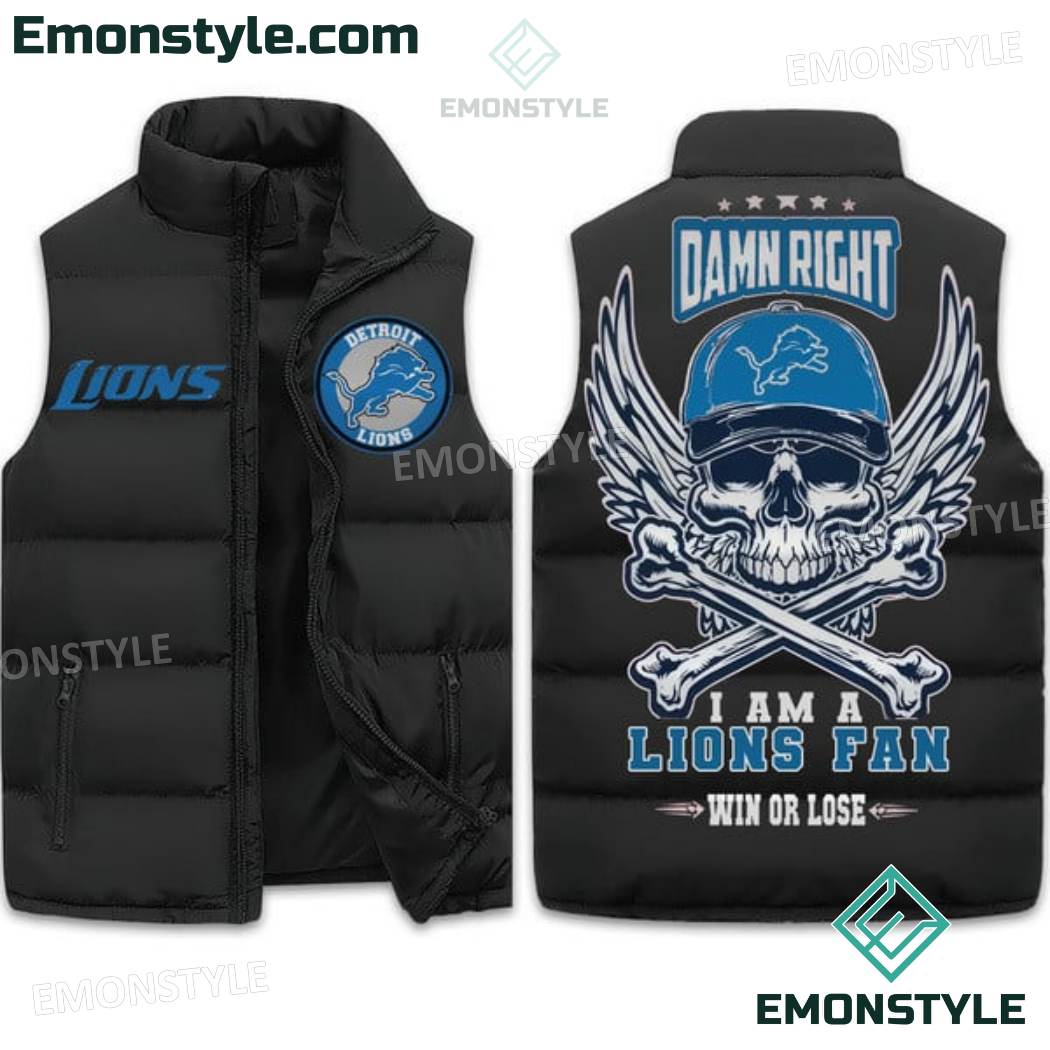 Detroit Lions I Am A Lions Win Or Lose Puffer Vest