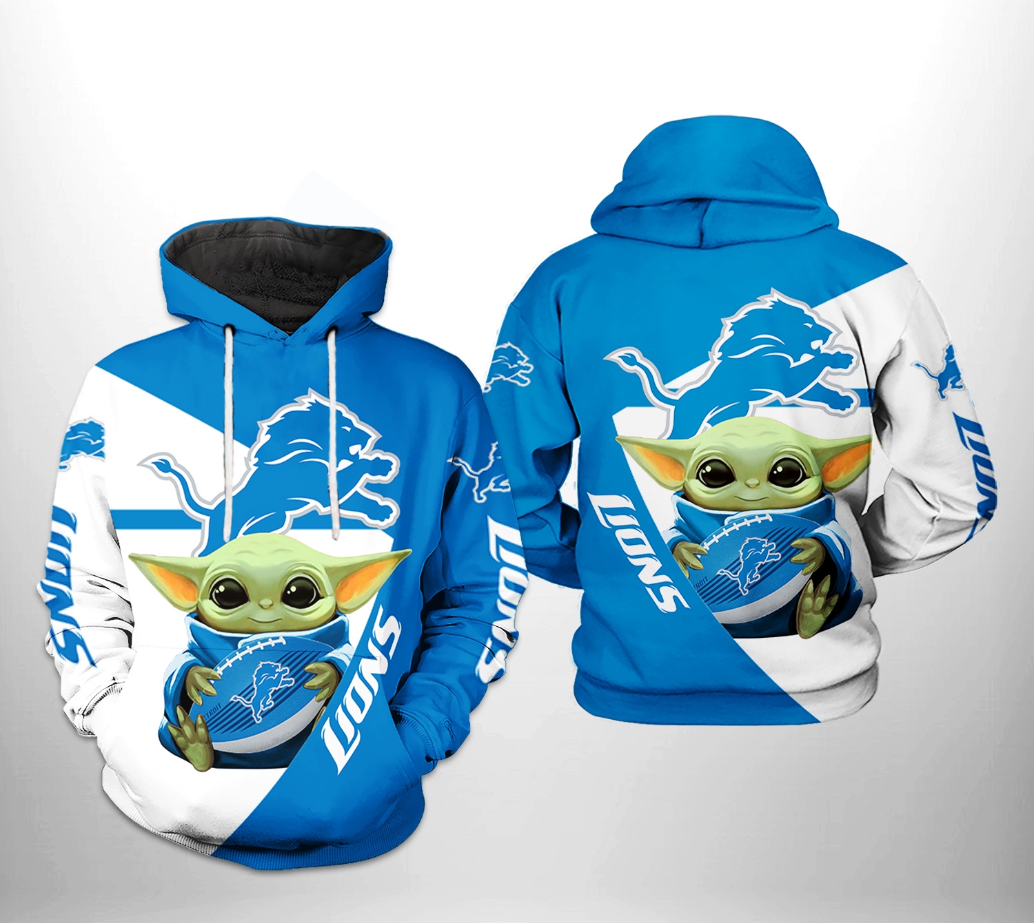 Detroit Lions Nfl Baby Yoda Team All Over Print Hoodie Perfect Gift For Fans 0