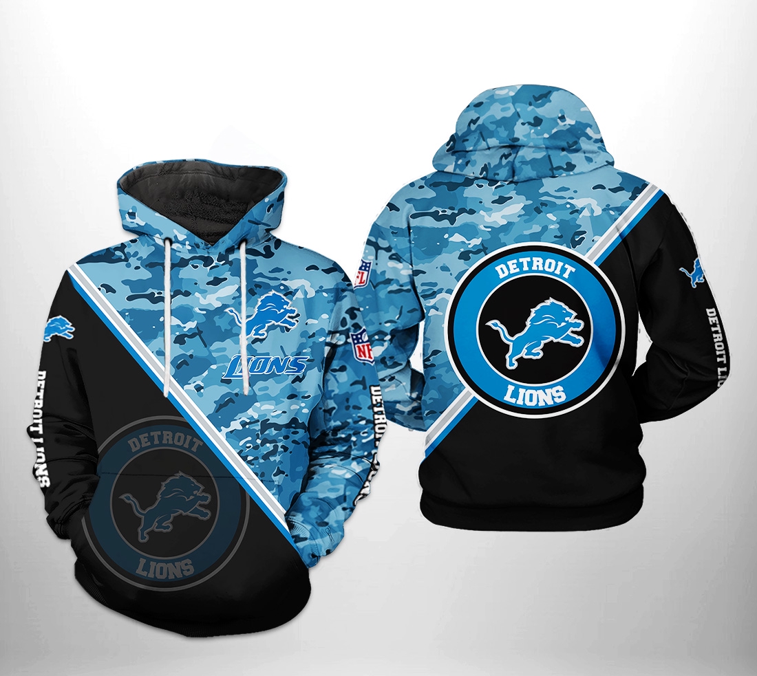 Detroit Lions Nfl Camo Team All Over Print Hoodie Great For Outdoorsy Fans 0