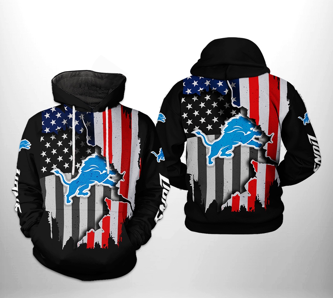 Detroit Lions Us Flag Team All Over Print Hoodie Great For Showing Team Spirit 0