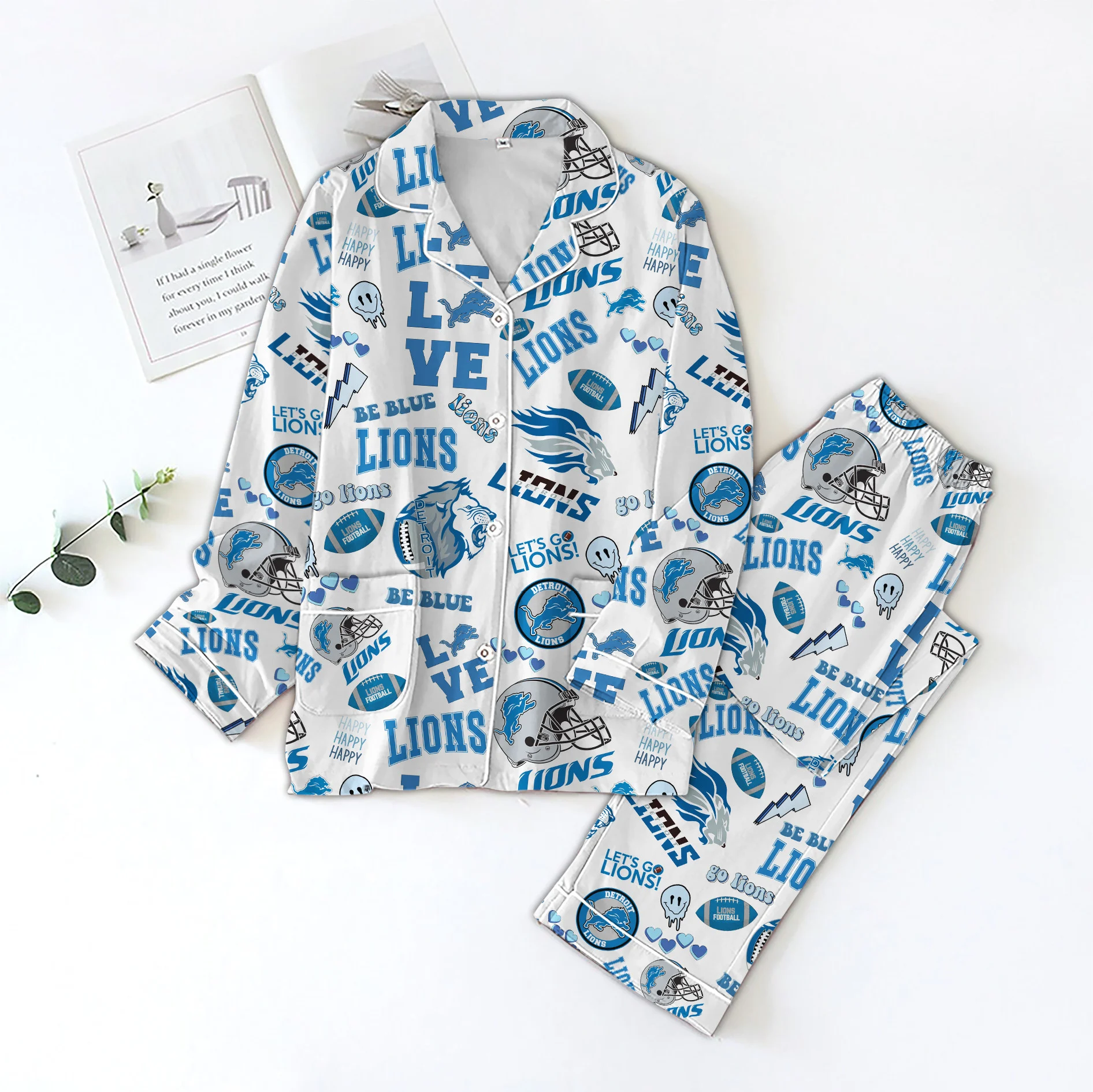 Detroit Lions With Icons Bundle Pajamas Set2B1 2rPGs