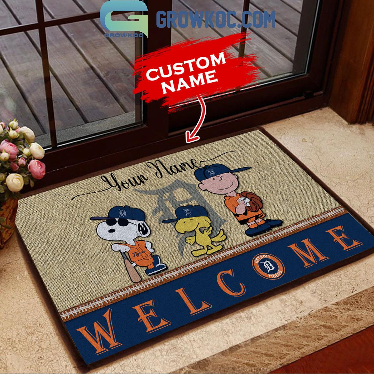 Detroit Tigers Snoopy Personalized Fan Doormats 1 ypWFX