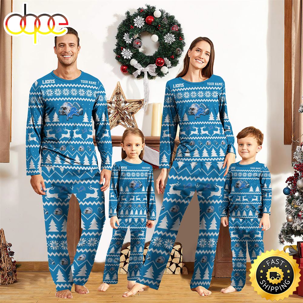 Detroit Lions Christmas NFL Custom Family Pajamas hpuida