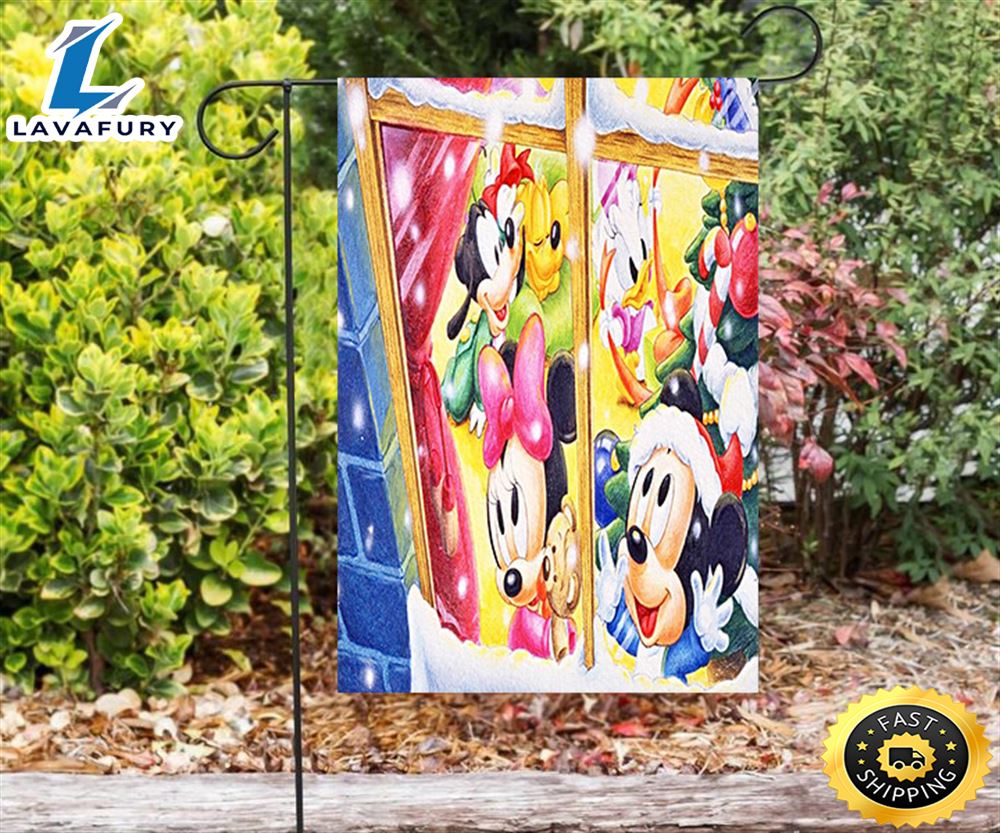 Disney Characters Mickey Goofy Pluto Donald Merry Christmas Double Sided Printing Garden Flag