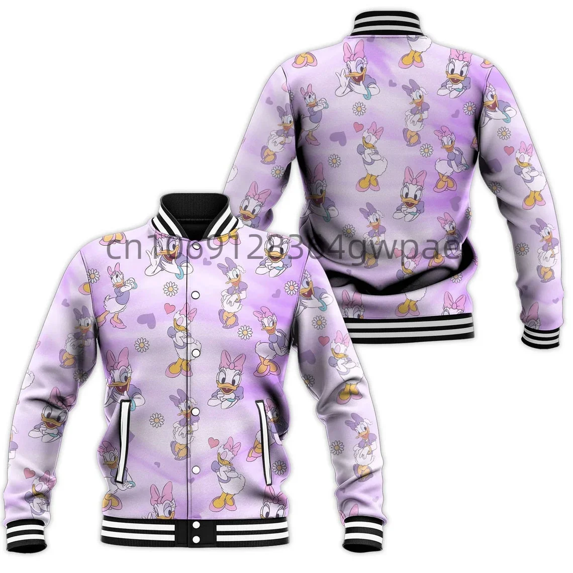Disney Daisy Duck Baseball Jacket MenWomen Disney Casual Sweatshirt Hip Hop Harajuku Jacket Streetwear Loose Varsity