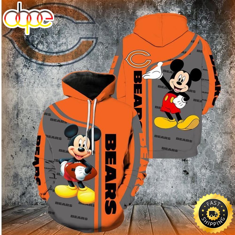 Disney Mickey Chicago Bears Nfl Gift For Fan 3d All Over Print Shirt pykh8i