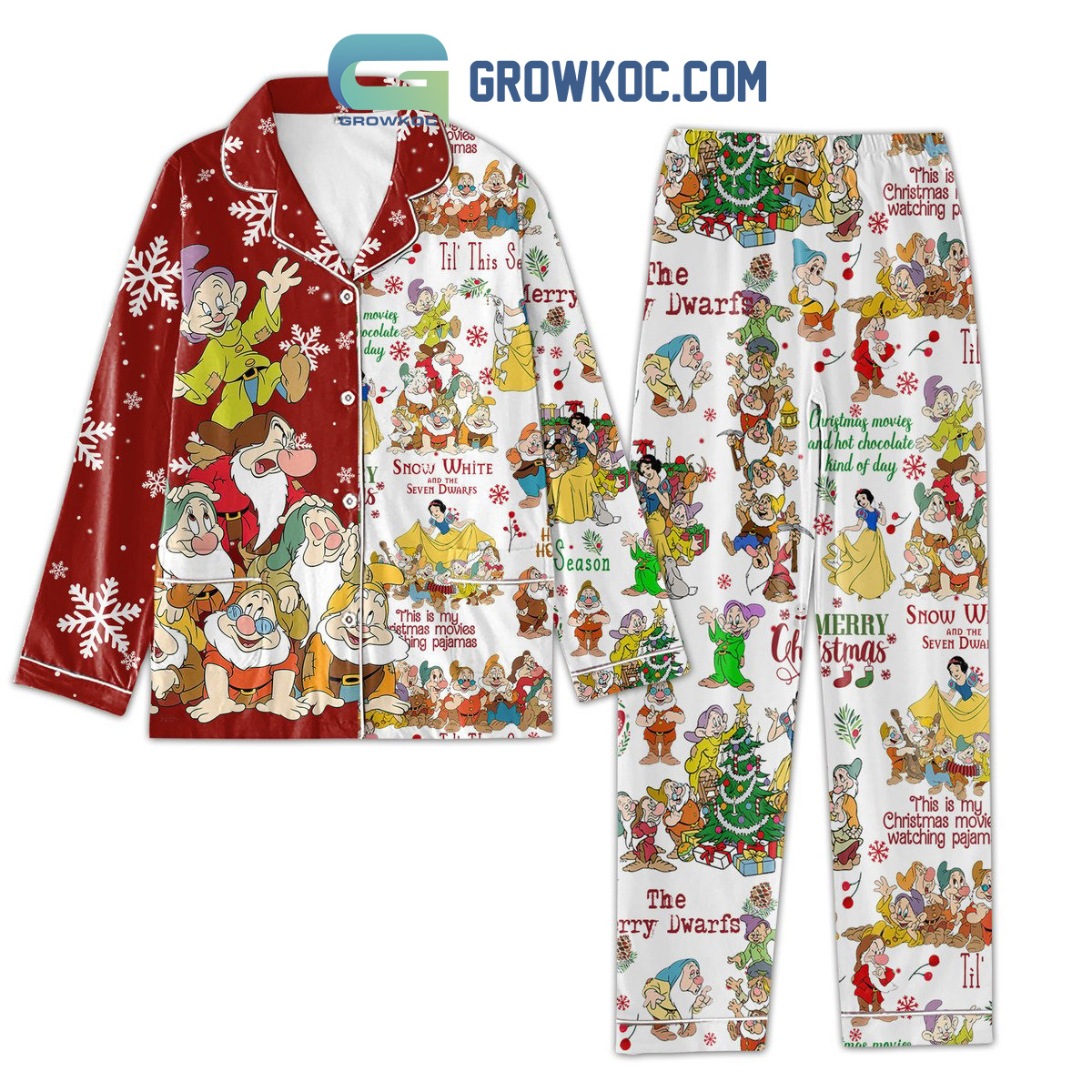 Disney s Snow White and the Seven Dwarfs The Merry Dwarfs Christmas Pajamas Set2B0 82Wd8