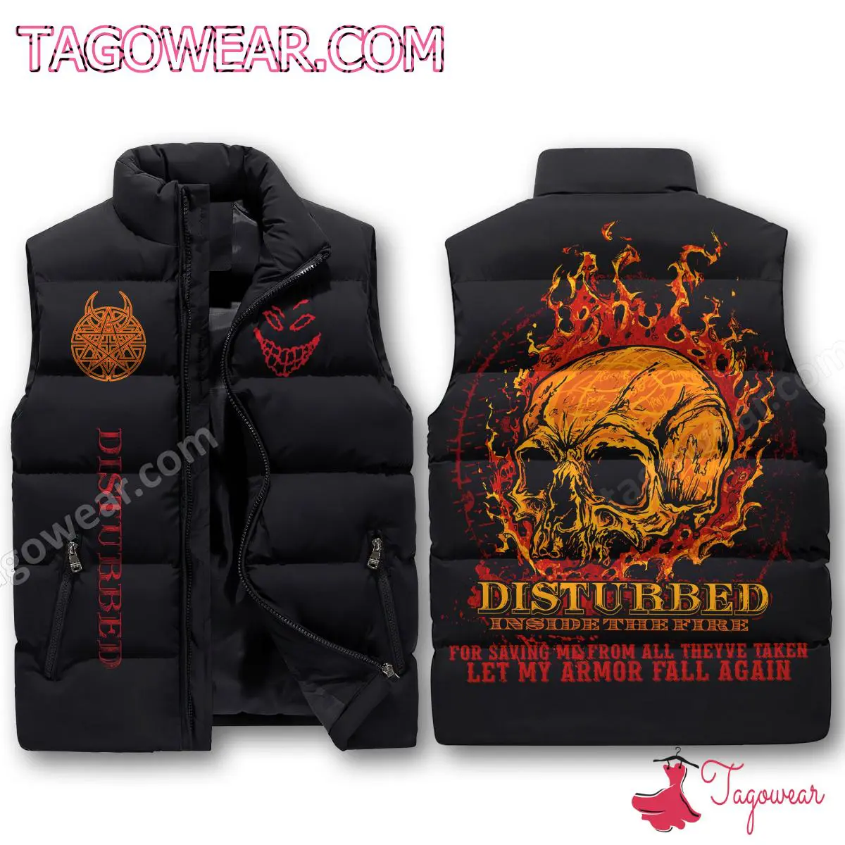 Disturbed Inside The Fire Puffer Sleeveless Jacket