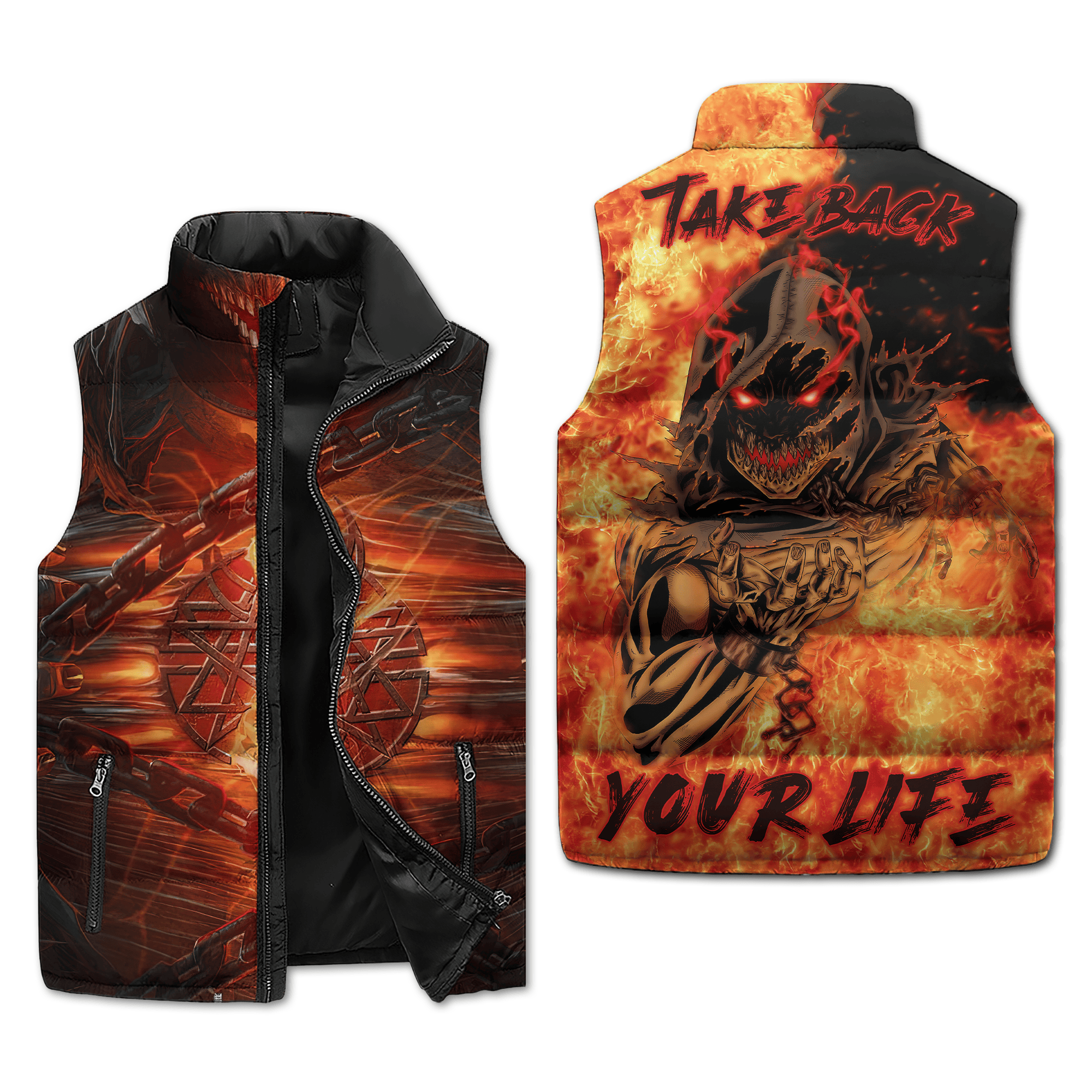 Disturbed Puffer Sleeveless Jacket Take Back Your Life2B1 KvKVG