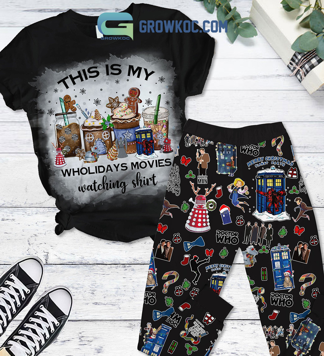 Doctor Who Merry Christmas Planet Earth Raggedy Man Pajamas Set2B1 HRcnr