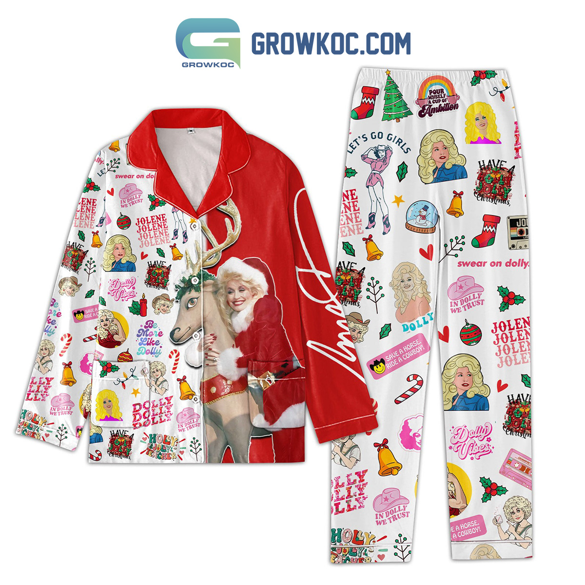 Dolly Parton Be More Like Dolly Christmas Pajamas Set2B1 qRz7z