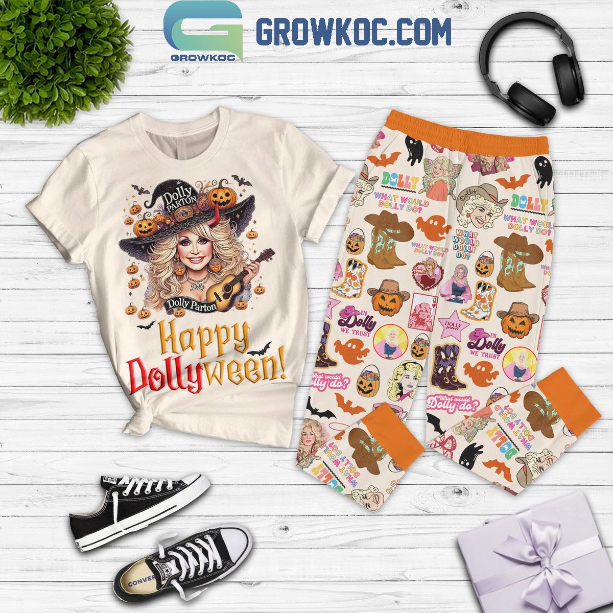 Dolly Parton Happy Dollyween Halloween Fleece Pajamas Set 1 INfCo