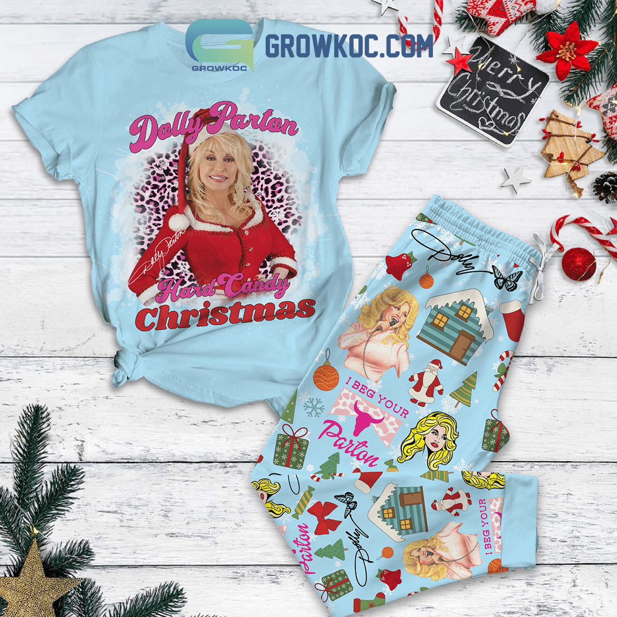 Dolly Parton Hard Candy Christmas Pajamas Set2B1 WhUVS