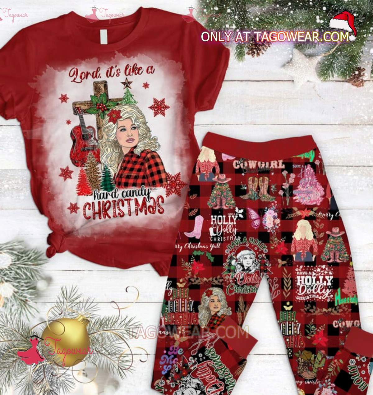 Dolly Parton Lord Its Like A Hard Candy Christmas Pajamas Set