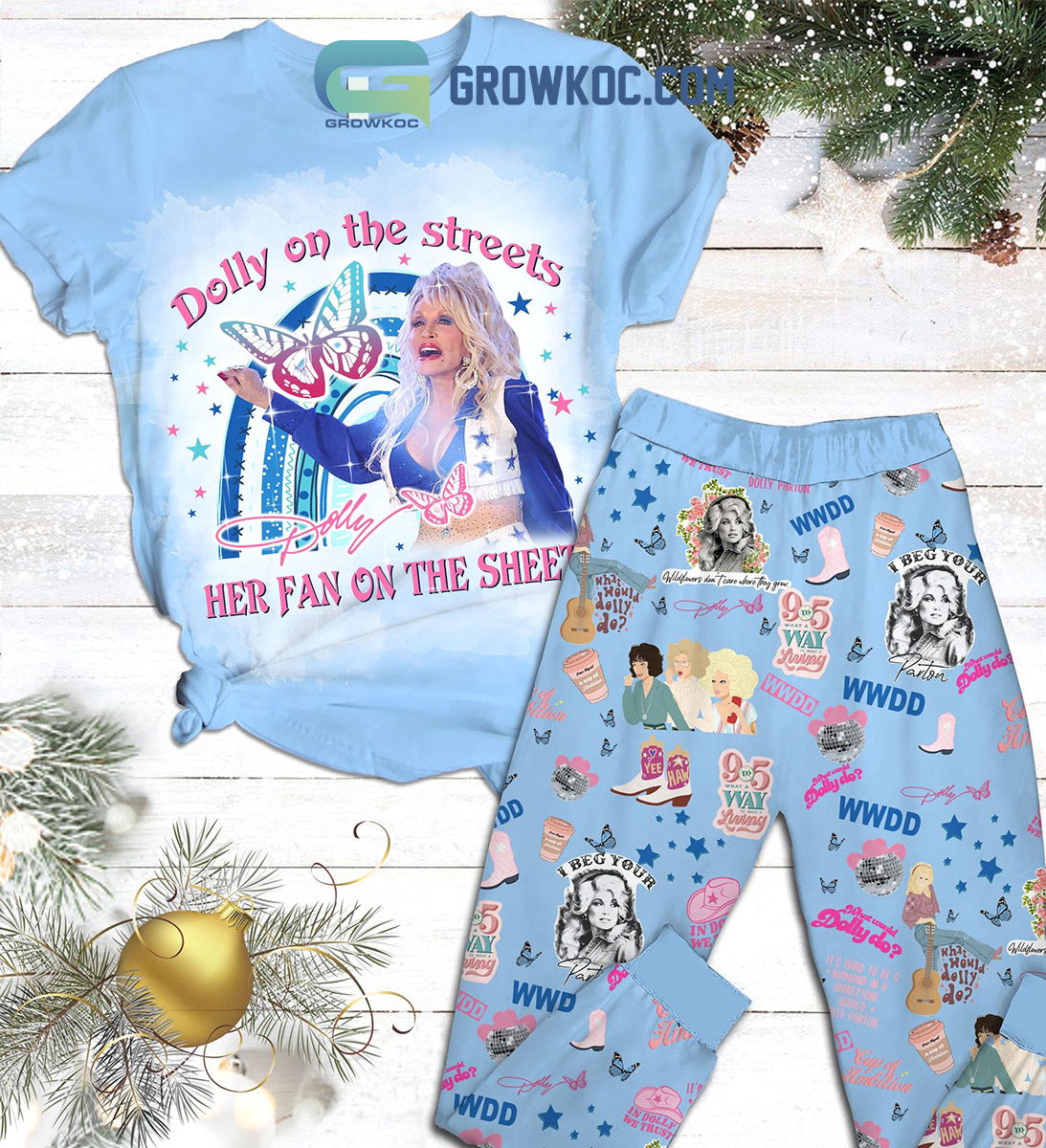 Dolly Parton What Would Dooly Do WWDD Fleece Pajamas Set2B1 dO4NH