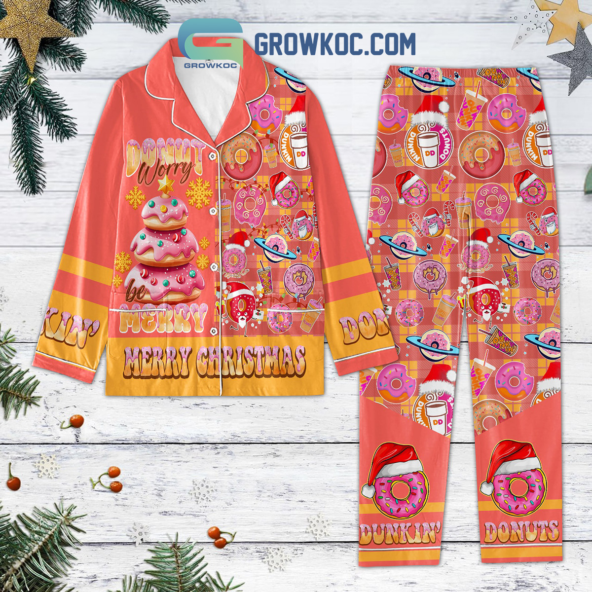 Donut Worry Merry Christmas Pajamas Set2B1 H9NUc