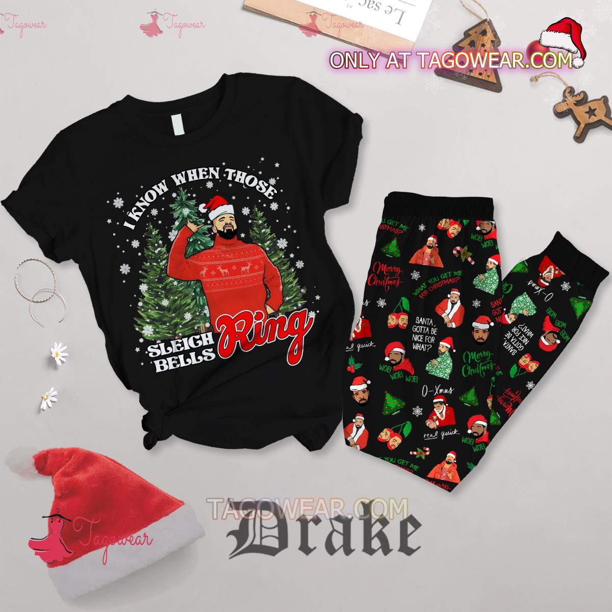 Drake I Know When Those Sleigh Ring Bells Family Pajamas Set