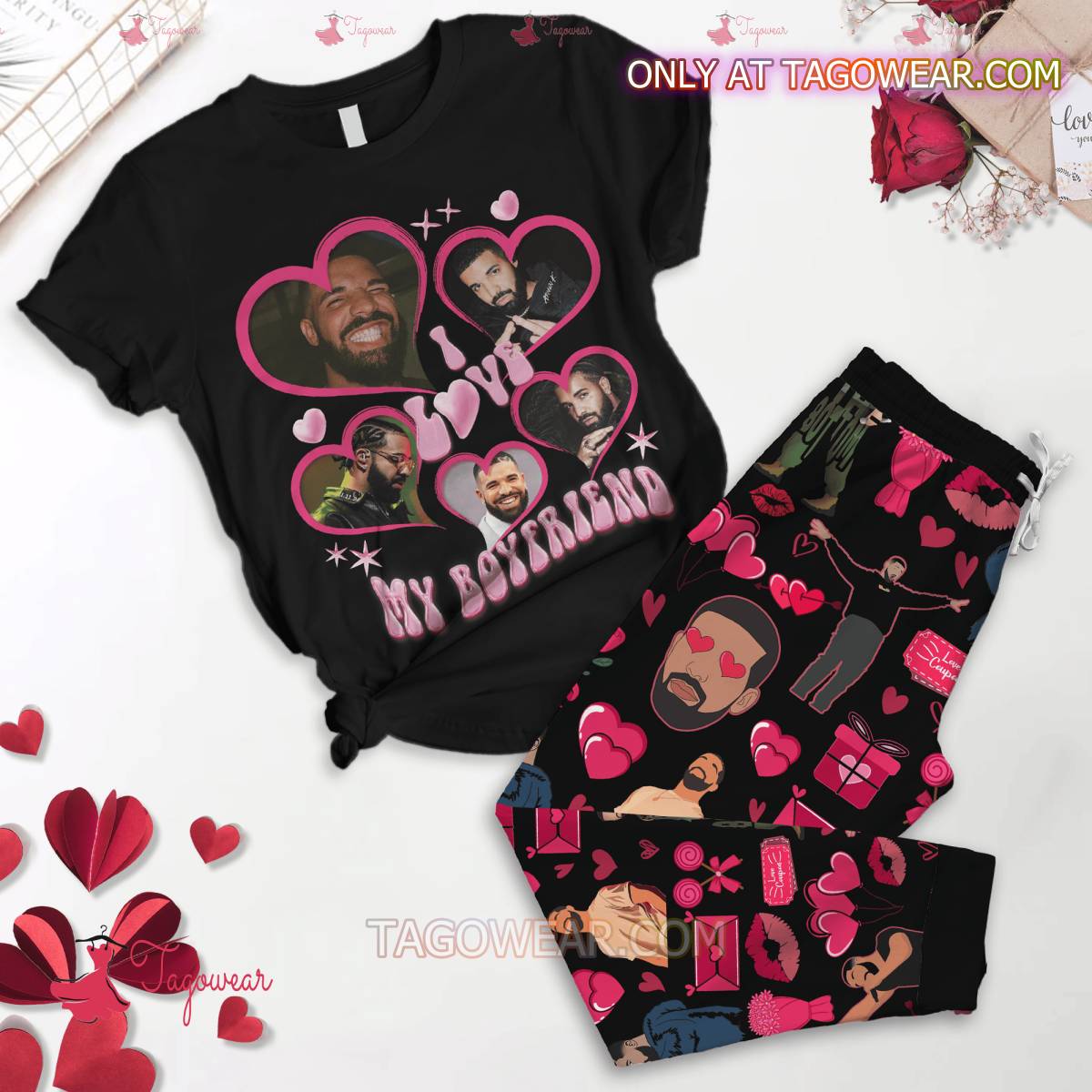 Drake I Love My Boyfriend Valentine Pajamas Set