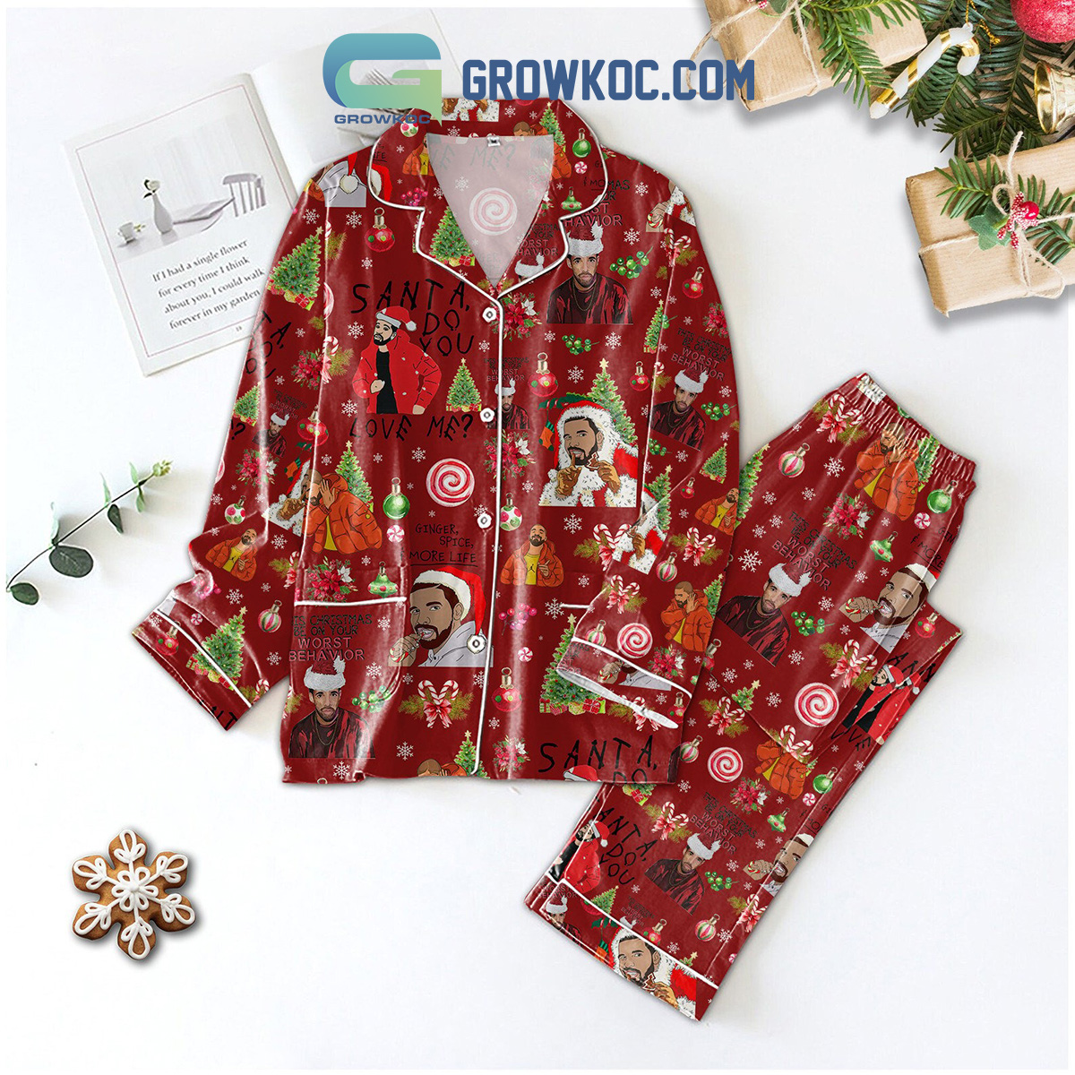 Drake Santa Do You Love Me Christmas Pajamas Set2B1 Oo7ev