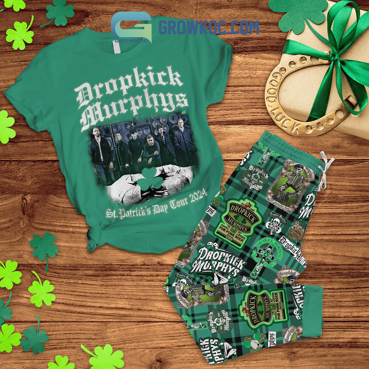 Dropkick Murphys St. Patricks Day Tour 2024 Fleece Pajamas Set2B1 7ymBC