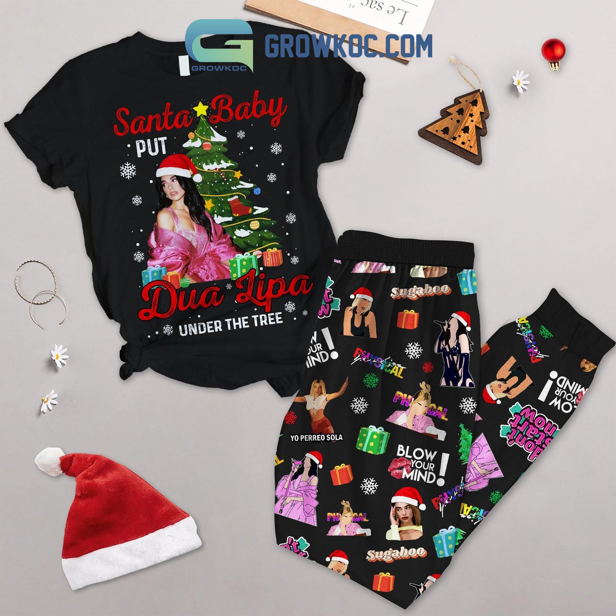 Dua Lipa Under The Tree Blow Your Mind Christmas Fleece Pajamas Set2B1 HzUDP