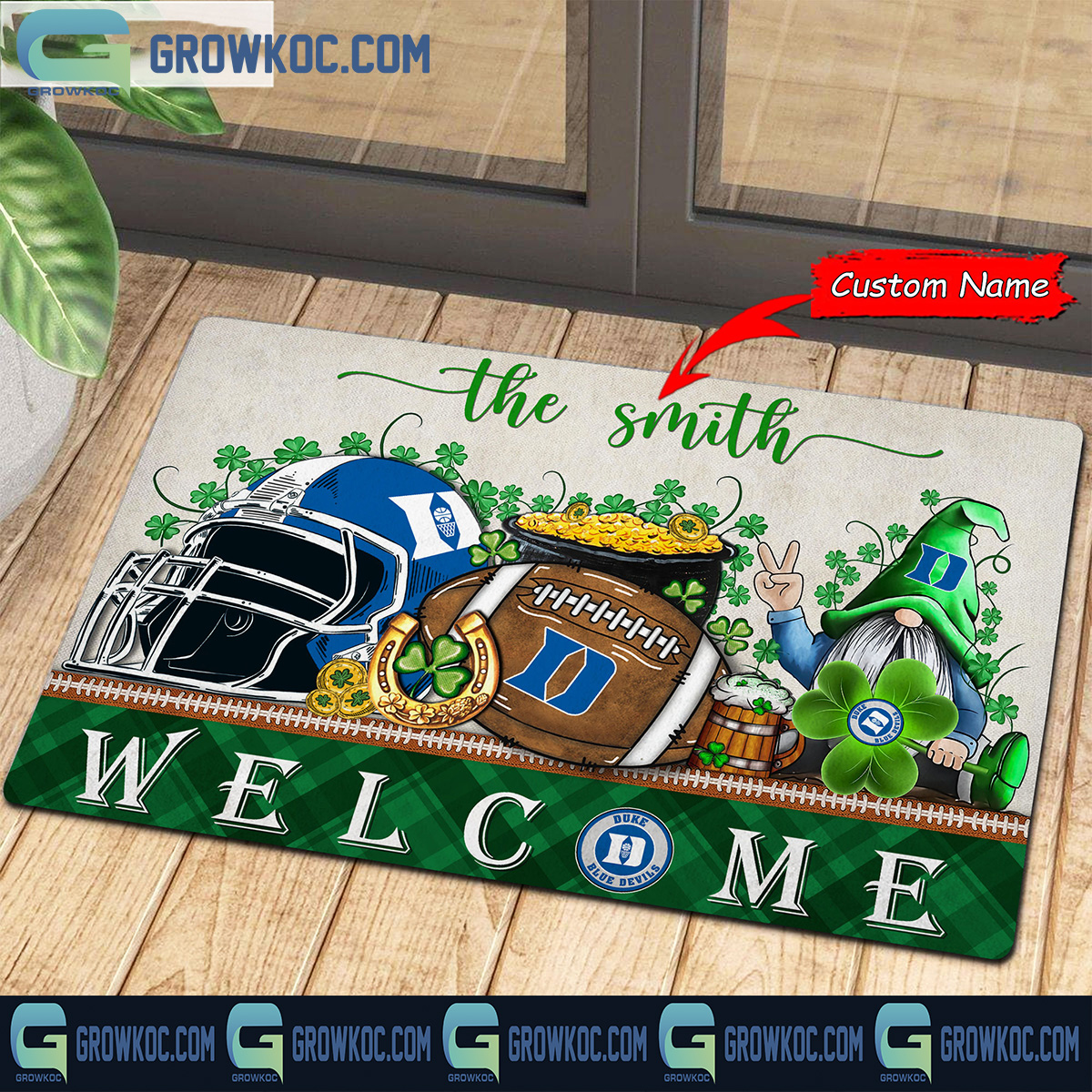 Duke Blue Devils St. Patricks Day Shamrock Personalized Doormat2B1 0jHeB