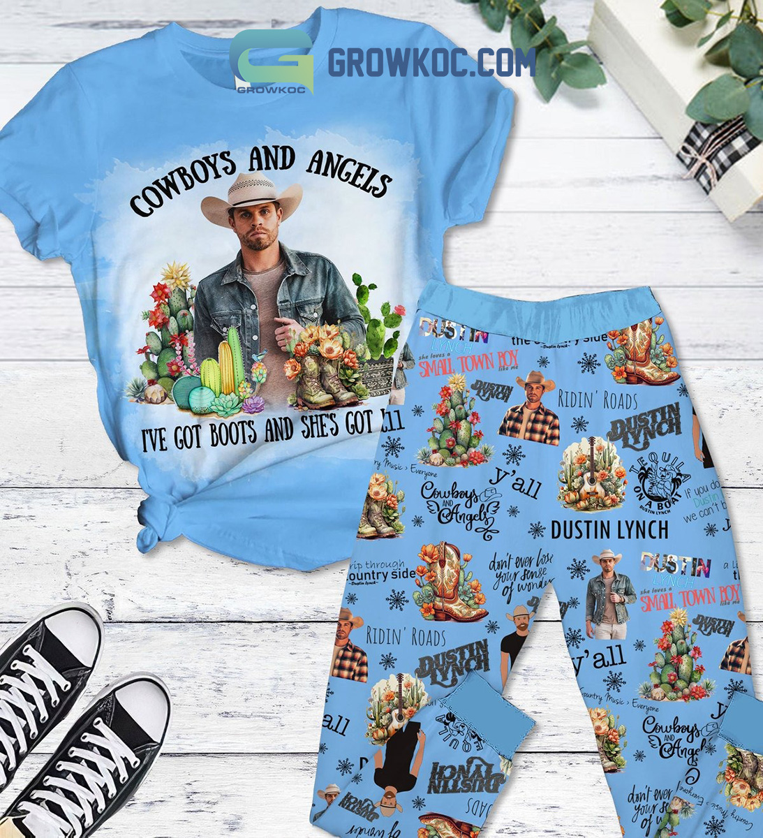 Dustin Lynch Cowboys And Angels Ive Got Boots And Shes Got Wings Pajamas Set2B1 nKhQ8