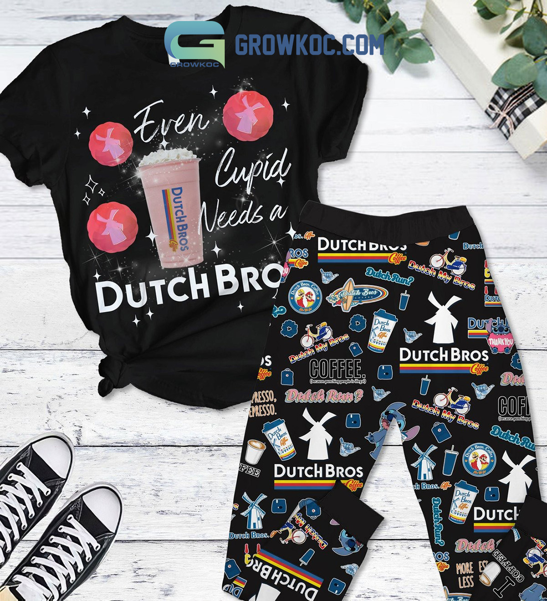 Dutch Bros Valentine Fleece Pajamas Set2B1 sVDpm