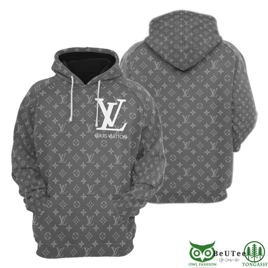 EabLAuli 10 Luxury LV Gray Monogram Pattern 3D Hoodie