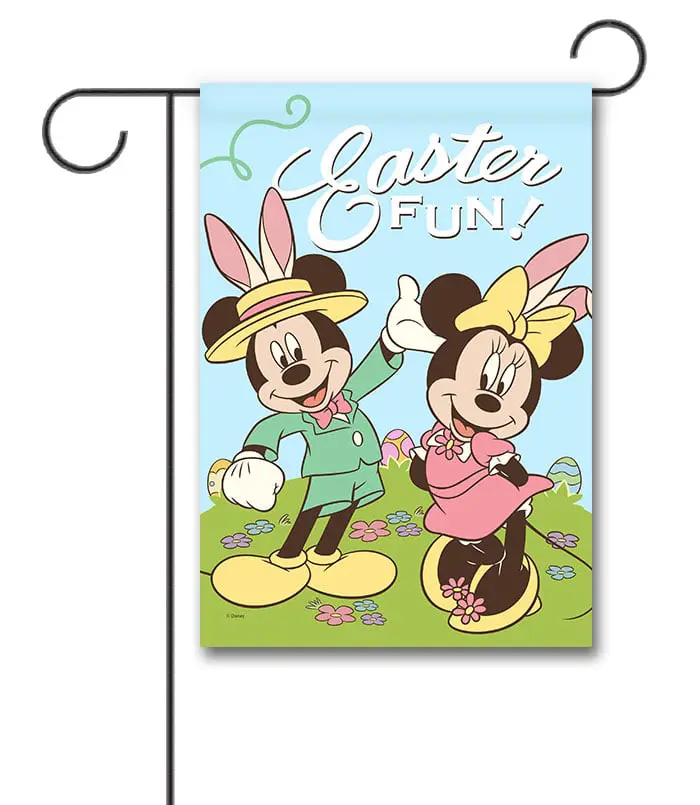 Easter Bunny Mickey Mouse and Minnie Mouse Garden Disney Flag