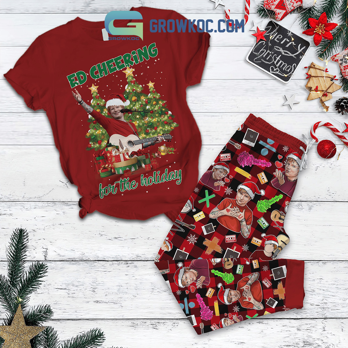 Ed Cheering For The Holiday Christmas Pajamas Set2B1 wQo9W