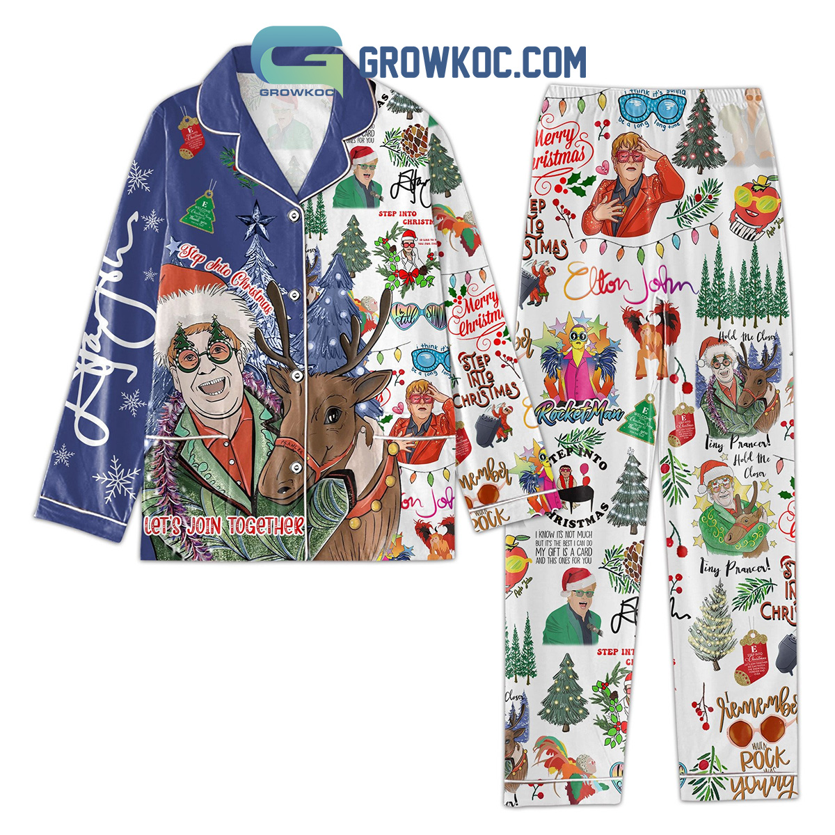 Elton John Rocket Man Merry Christmas Pajamas Set2B1 U68BF