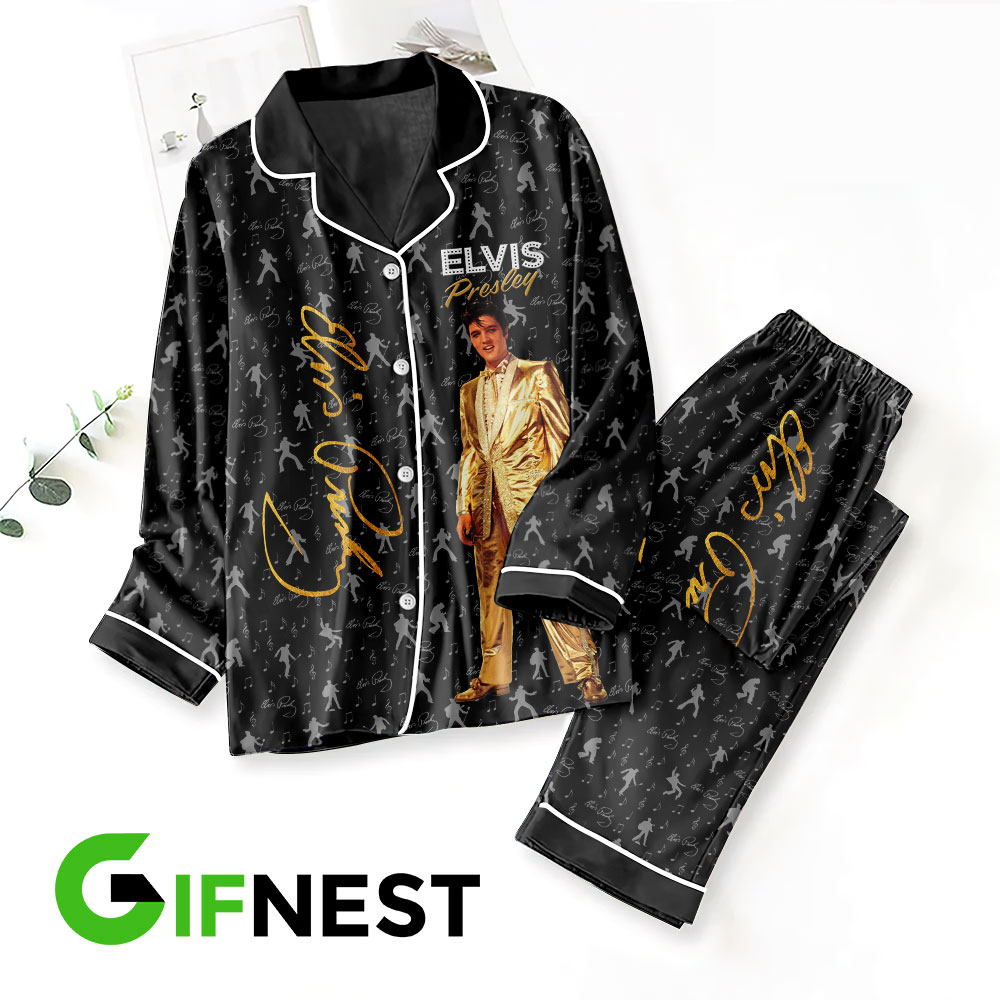 Elvis Presley Button Down Pajamas Set HOATT3480